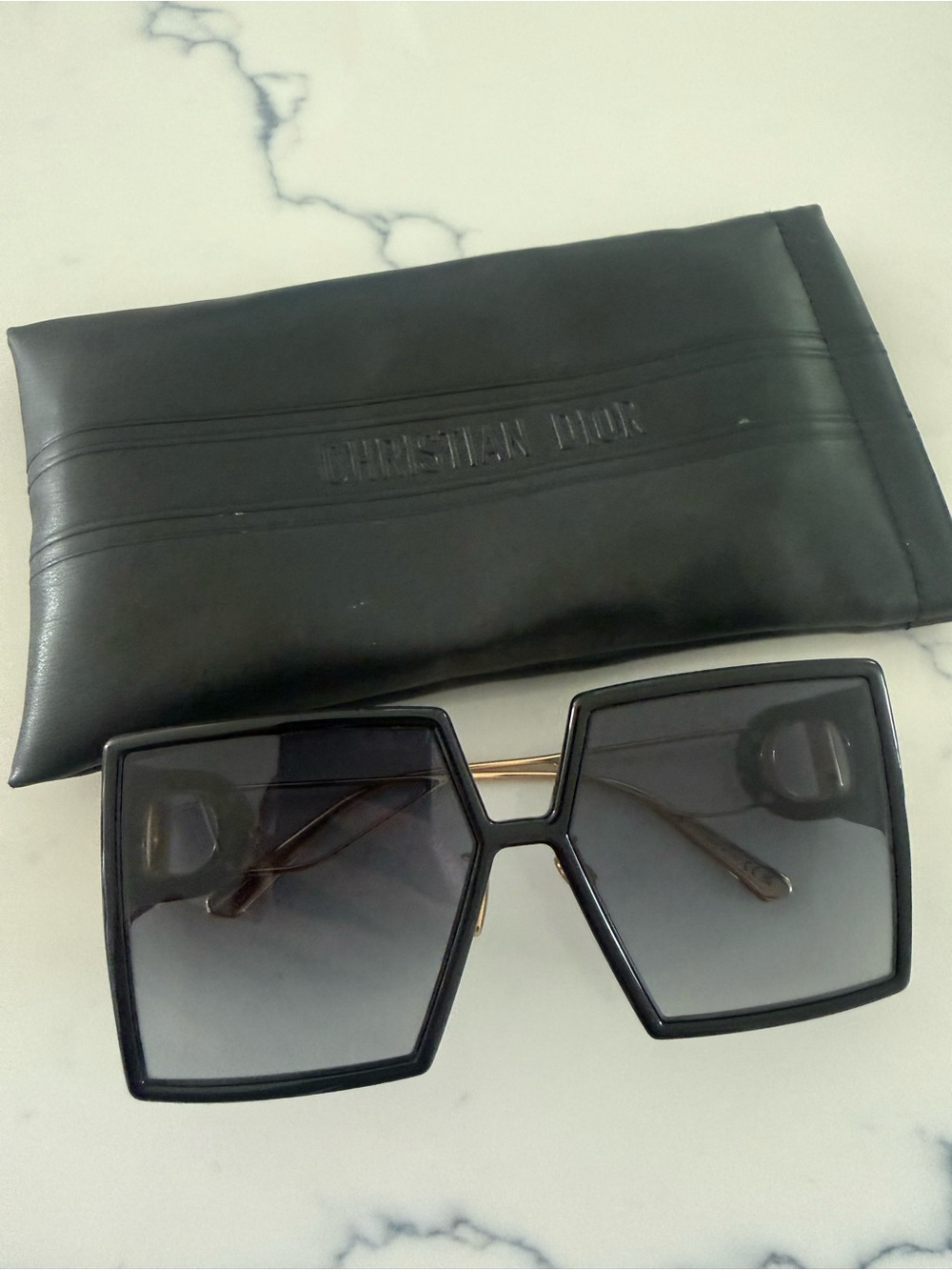 Dior Black Oversized Geometric Sunglasses
